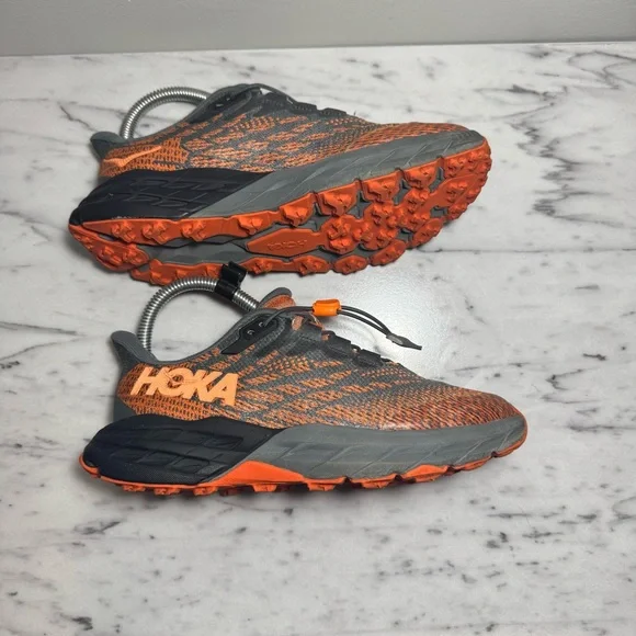 Hoka Speedgoat 5 Youth 3.5MD Orange and Black Tieless Shoes - Picture 4 of 10